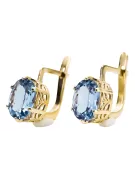 14-кв Желтое золото Аквамарин Серьги Винтаж vec003y